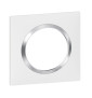 Legrand Dooxie - Plaque de Finition carrée 1 poste finition blanc avec bague effet chromé - Réf : 600841