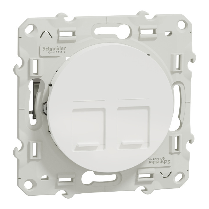 Schneider Odace - Double Prise RJ45 blanc - Cat.6 STP - Grade 3 - Réf : S520486
