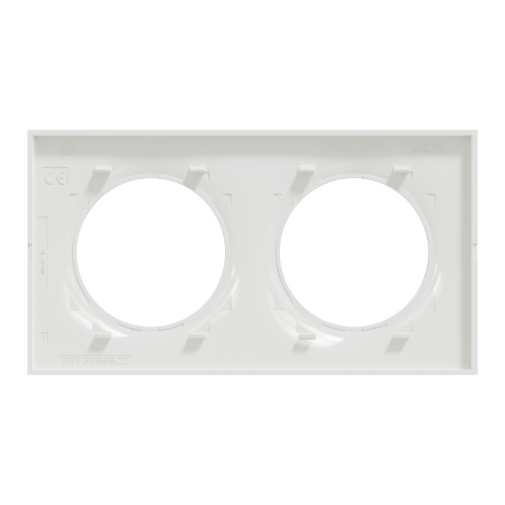 Schneider - Odace - Styl - Plaque 2 postes - entraxe 71 mm - Blanc - Réf : S520704