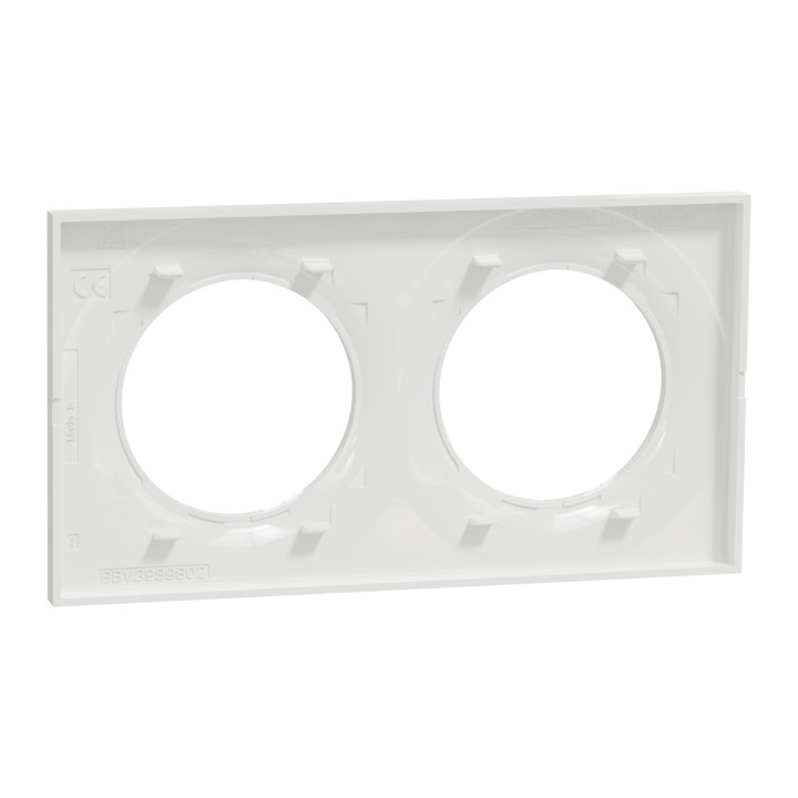 Schneider - Odace - Styl - Plaque 2 postes - entraxe 71 mm - Blanc - Réf : S520704