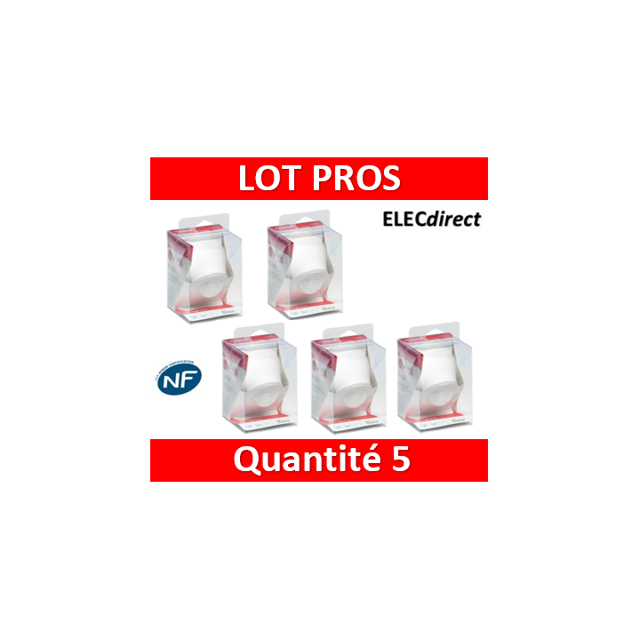 Legrand - LOT de 5 Détecteurs de mouvement PIR 360° portée 8m IP55 - Mural/plafond - Blanc - saillie - Réf : 048946x5