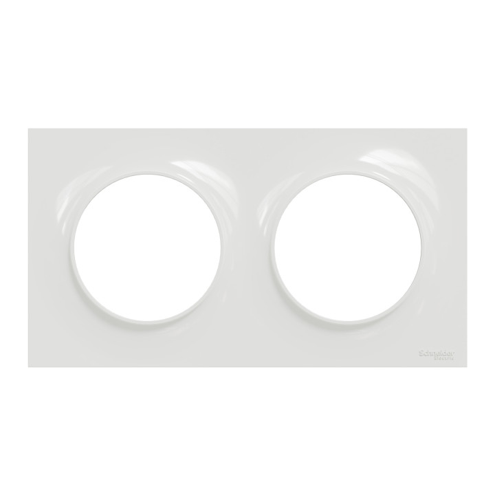 Schneider - Odace - Styl - Plaque 2 postes - entraxe 71 mm - Blanc - Réf : S520704