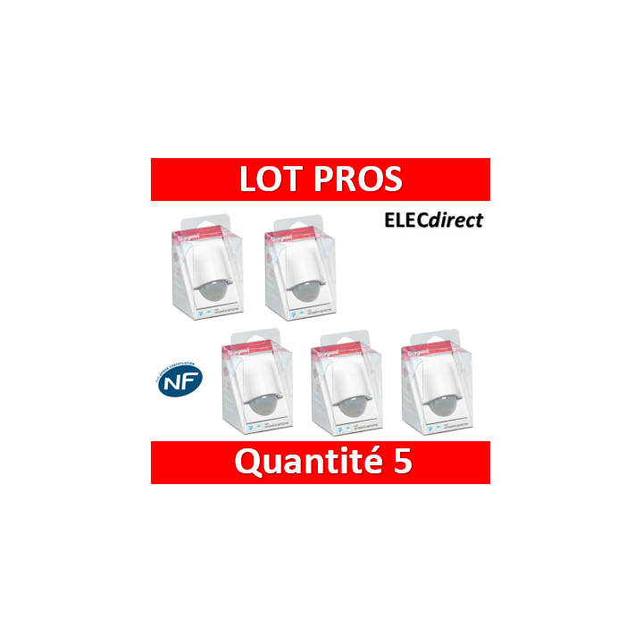 Legrand - Détecteur de mouvement PIR 140° portée 8m IP41 - Mural - Blanc - saillie - 048945x5