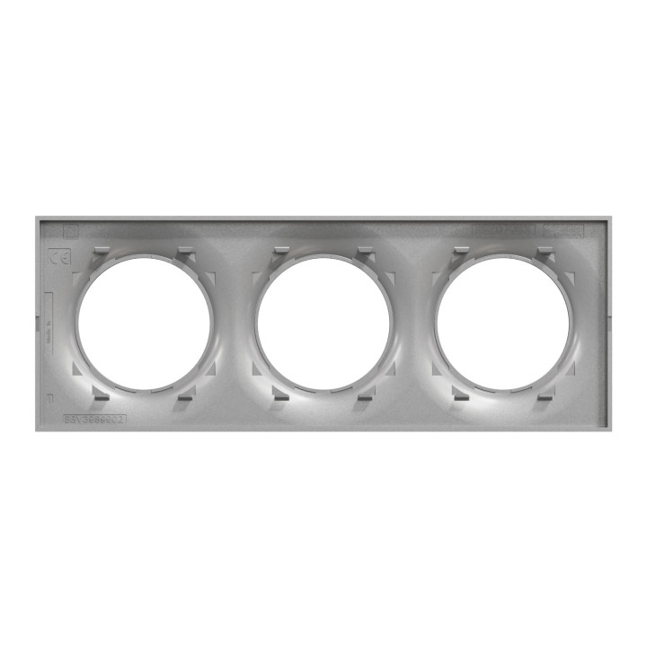 Schneider - Odace - Styl - Plaque 3 postes - Entraxe 71mm - Aluminium - Réf : S520706E