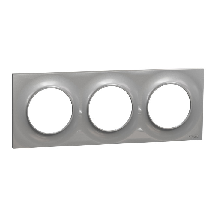 Schneider - Odace - Styl - Plaque 3 postes - Entraxe 71mm - Aluminium - Réf : S520706E