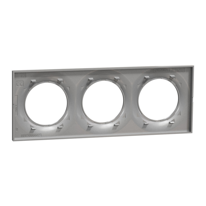 Schneider - Odace - Styl - Plaque 3 postes - Entraxe 71mm - Aluminium - Réf : S520706E