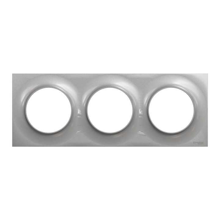 Schneider - Odace - Styl - Plaque 3 postes - Entraxe 71mm - Aluminium - Réf : S520706E