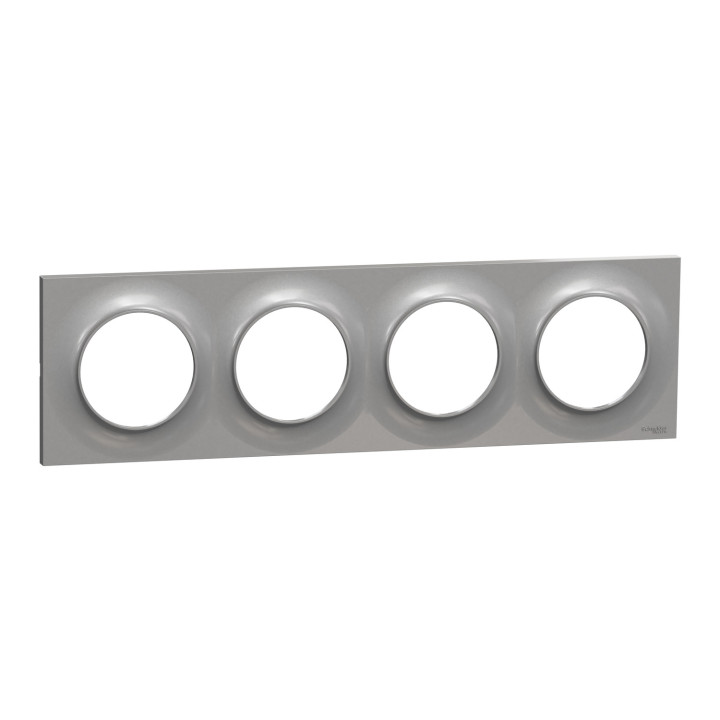 Schneider - Odace - Styl - Plaque 4 postes - Aluminium - Réf : S520708E
