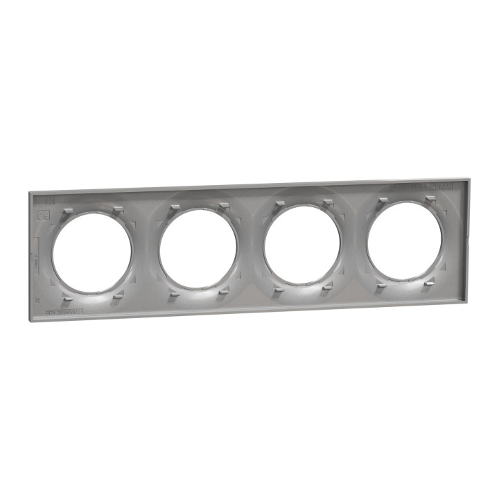 Schneider - Odace - Styl - Plaque 4 postes - Aluminium - Réf : S520708E
