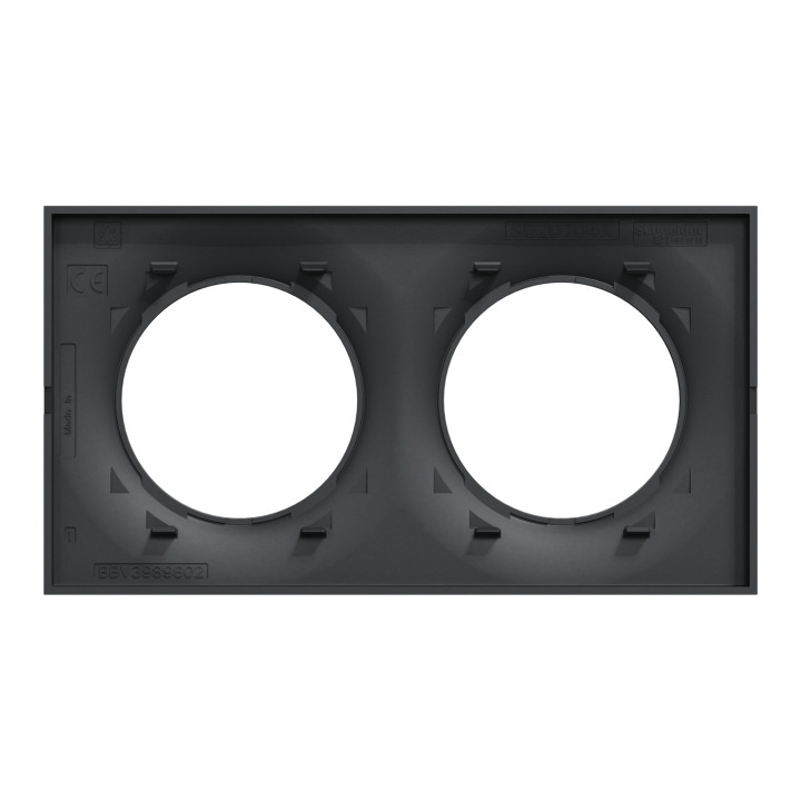 Schneider - Odace - Styl - Plaque 2 postes - entraxe 71 mm  - Anthracite - Réf : S540704