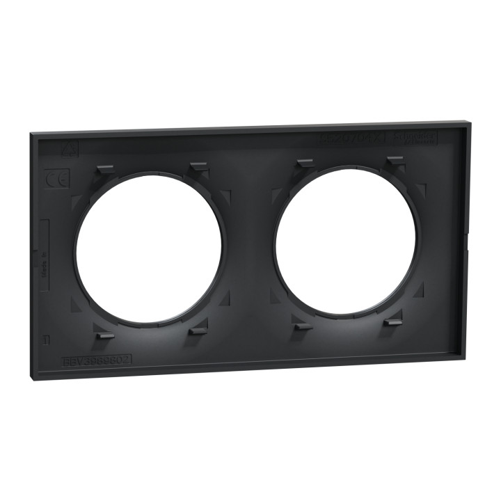 Schneider - Odace - Styl - Plaque 2 postes - entraxe 71 mm  - Anthracite - Réf : S540704