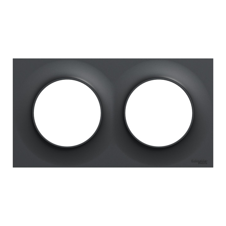 Schneider - Odace - Styl - Plaque 2 postes - entraxe 71 mm  - Anthracite - Réf : S540704