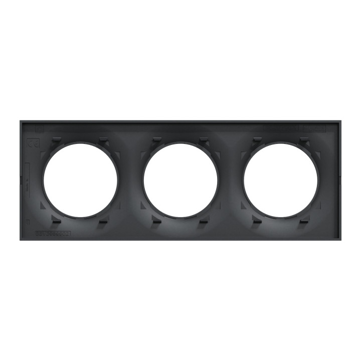 Schneider - Odace - Styl - Plaque 3 postes - entraxe 71 mm - Anthracite - Réf : S540706