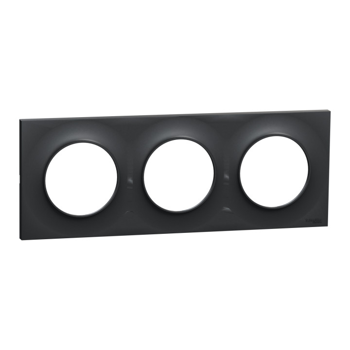 Schneider - Odace - Styl - Plaque 3 postes - entraxe 71 mm - Anthracite - Réf : S540706
