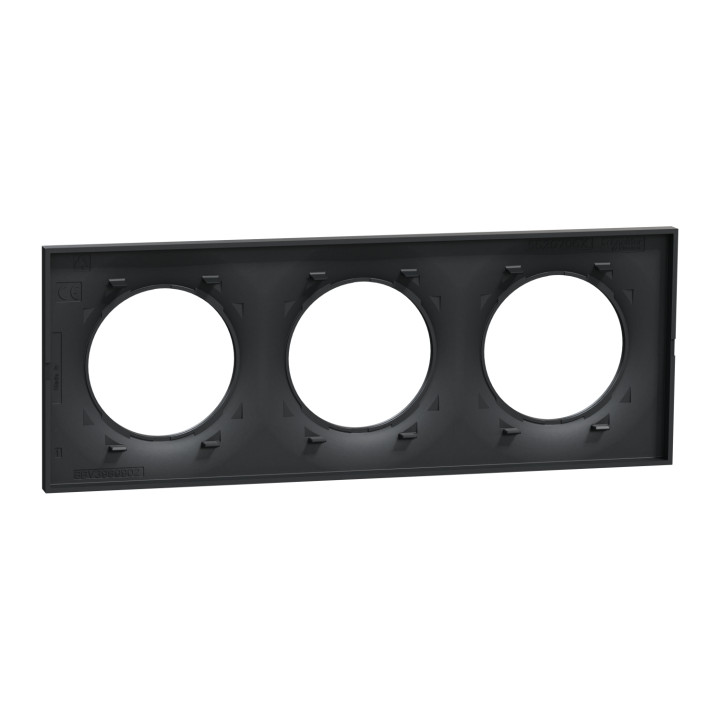 Schneider - Odace - Styl - Plaque 3 postes - entraxe 71 mm - Anthracite - Réf : S540706