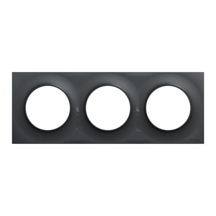 Schneider - Odace - Styl - Plaque 3 postes - entraxe 71 mm - Anthracite - Réf : S540706