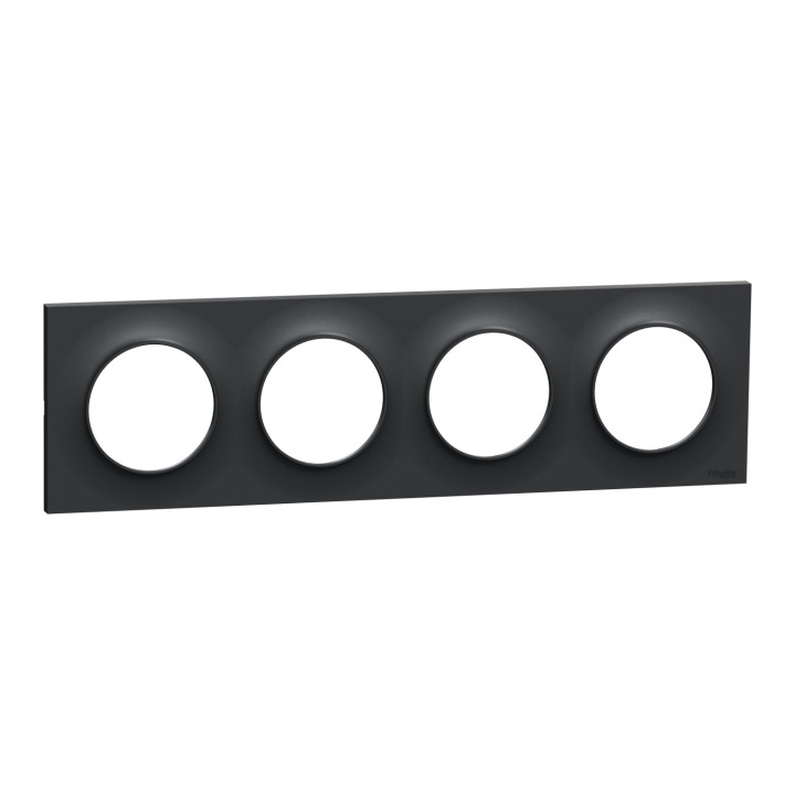 Schneider - Odace - Styl - Plaque 4 postes - entraxe 71 mm - Anthracite - Réf : S540708