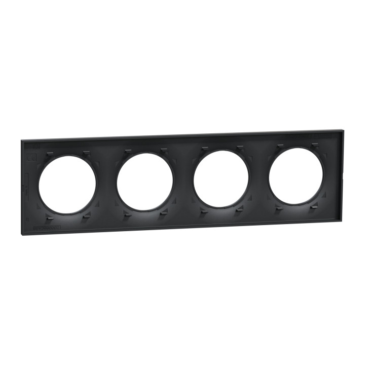 Schneider - Odace - Styl - Plaque 4 postes - entraxe 71 mm - Anthracite - Réf : S540708