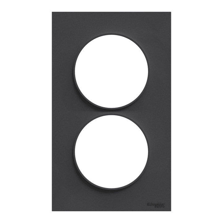 Schneider - Odace - Styl - Plaque 2 postes - entraxe 57 mm - Anthracite - Réf : S540714