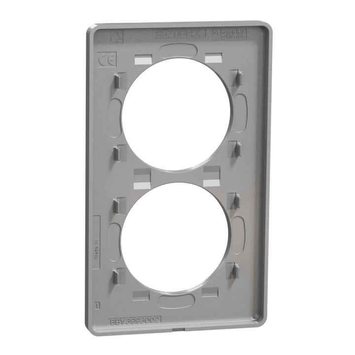 Schneider - Odace - Touch - Plaque 2 postes - entraxe 57 mm - Hor/vert - ALU finition ardoise - Réf : S530814V