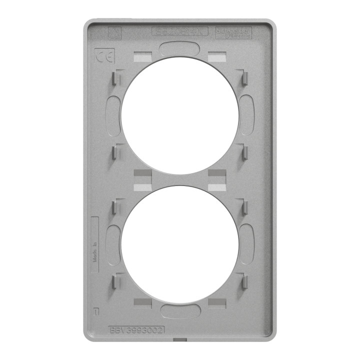 Schneider - Odace - Touch - Plaque 2 postes - entraxe 57 mm - Hor/vert - ALU finition ardoise - Réf : S530814V