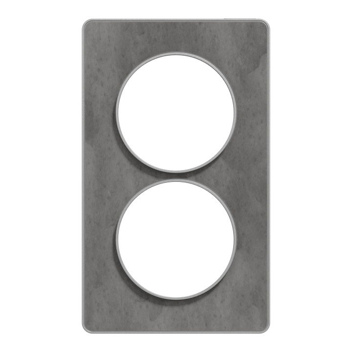 Schneider - Odace - Touch - Plaque 2 postes - entraxe 57 mm - Hor/vert - ALU finition ardoise - Réf : S530814V