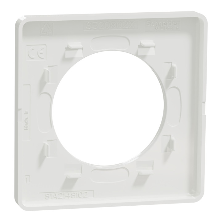 Schneider - Odace - Touch - Plaque 1 poste - ALU brossé avec liseré blanc - Réf : S520802J