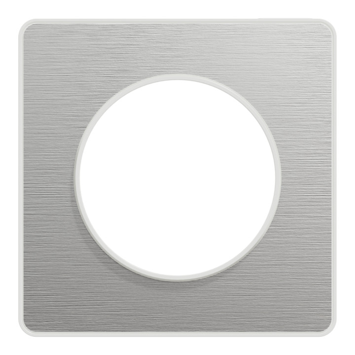Schneider - Odace - Touch - Plaque 1 poste - ALU brossé avec liseré blanc - Réf : S520802J