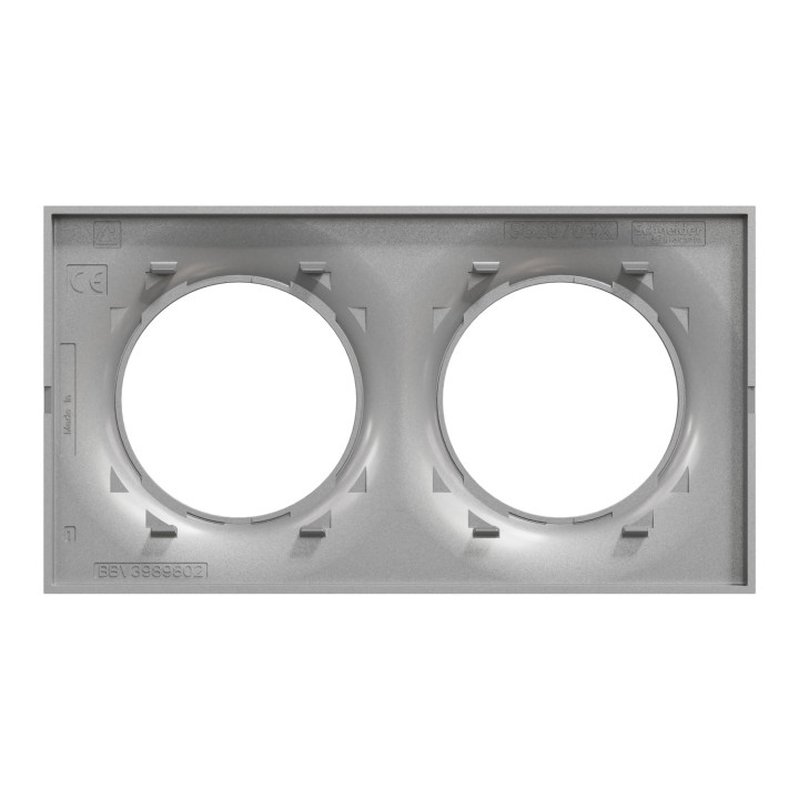 Schneider - Odace - Styl - Plaque 2 postes - entraxe 71mm - Aluminium - Réf : S520704E