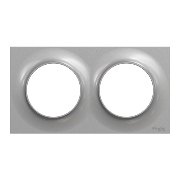 Schneider - Odace - Styl - Plaque 2 postes - entraxe 71mm - Aluminium - Réf : S520704E