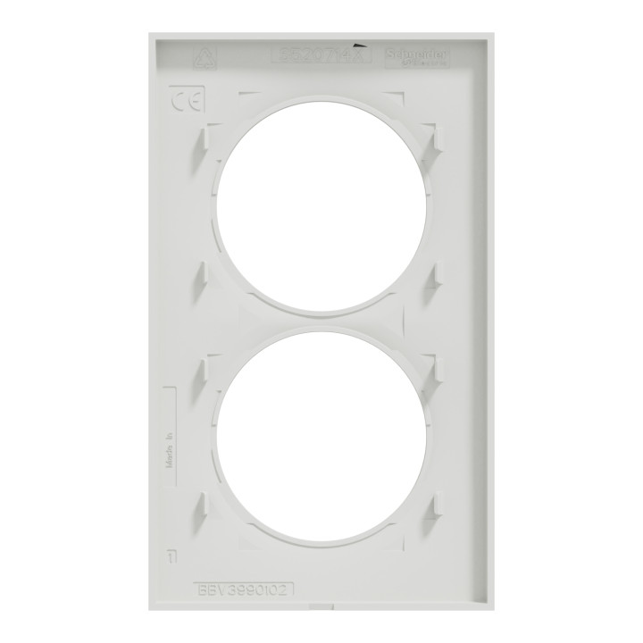 Schneider - Odace - Styl - Plaque 2 postes - entraxe 57 mm - Blanc - Réf : S520714