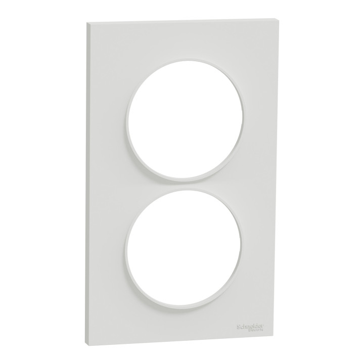 Schneider - Odace - Styl - Plaque 2 postes - entraxe 57 mm - Blanc - Réf : S520714