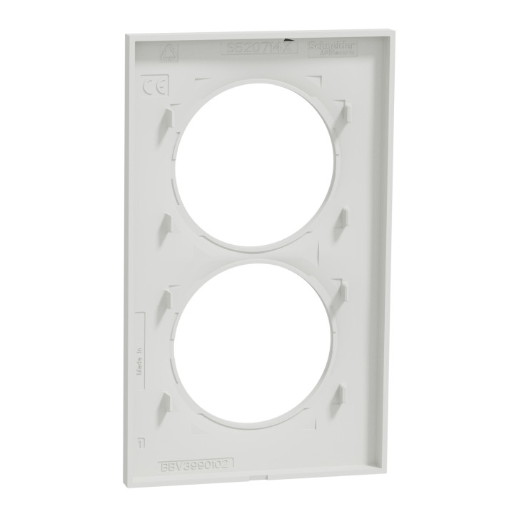 Schneider - Odace - Styl - Plaque 2 postes - entraxe 57 mm - Blanc - Réf : S520714
