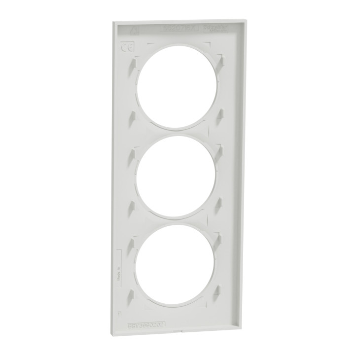 Schneider - Odace - Styl - Plaque 3 postes - entraxe 57 mm - Blanc - Réf : S520716