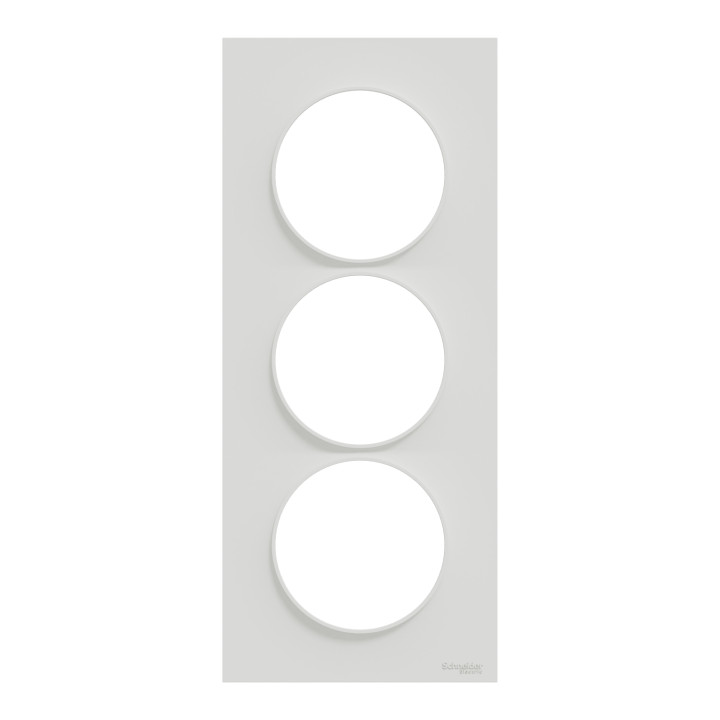 Schneider - Odace - Styl - Plaque 3 postes - entraxe 57 mm - Blanc - Réf : S520716