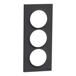 Schneider - Odace - Styl - Plaque 3 postes - entraxe 57 mm - Anthracite - Réf : S540716