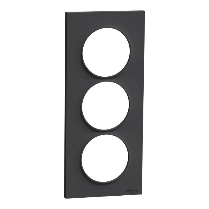 Schneider - Odace - Styl - Plaque 3 postes - entraxe 57 mm - Anthracite - Réf : S540716