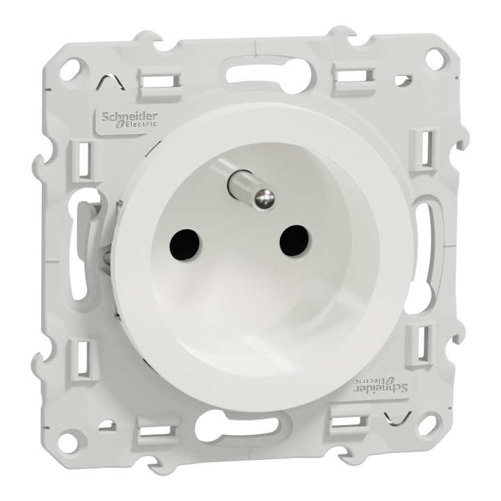 Schneider - Odace - Prise de courant Rénovation - Blanc - 2P+T - 16A - 250V - Réf : S520049