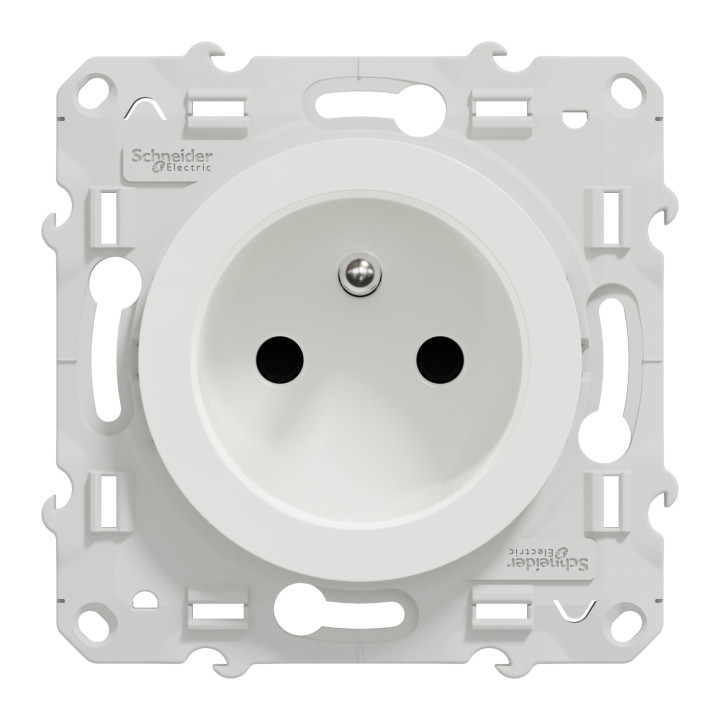 Schneider - Odace - Prise de courant Rénovation - Blanc - 2P+T - 16A - 250V - Réf : S520049