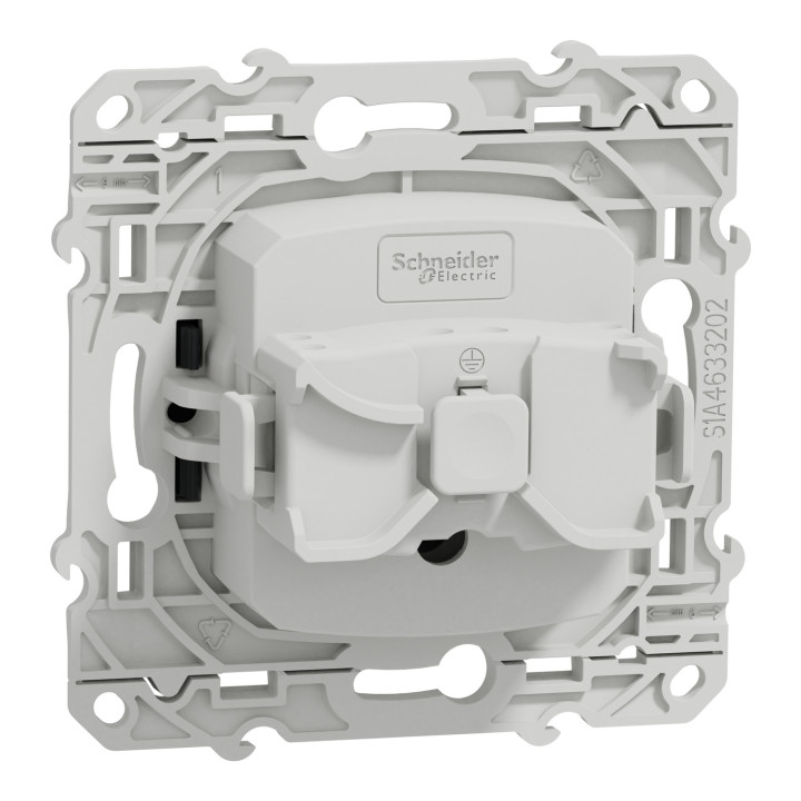 Schneider - Odace - Prise de courant Rénovation - Anthracite - 2P+T - 16A - 250V - Réf : S540049