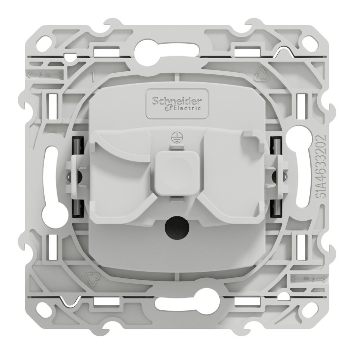 Schneider - Odace - Prise de courant Rénovation - Aluminium - 2P+T - 16A - 250V - Réf : S530049