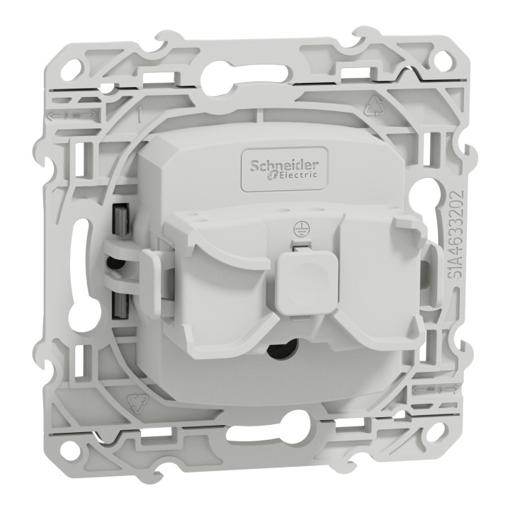 Schneider - Odace - Prise de courant Rénovation - Aluminium - 2P+T - 16A - 250V - Réf : S530049
