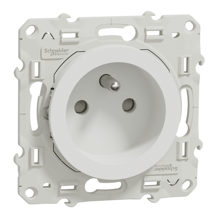 Schneider - Odace - Prise de courant - connexion à VIS - Blanc - 2P+T 16A - 250V - Réf : S520039