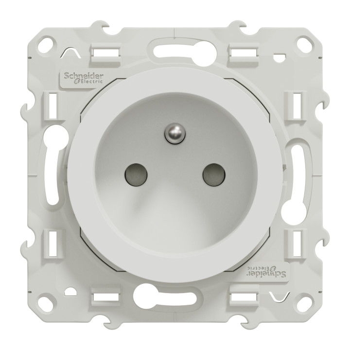 Schneider - Odace - Prise de courant - connexion à VIS - Blanc - 2P+T 16A - 250V - Réf : S520039