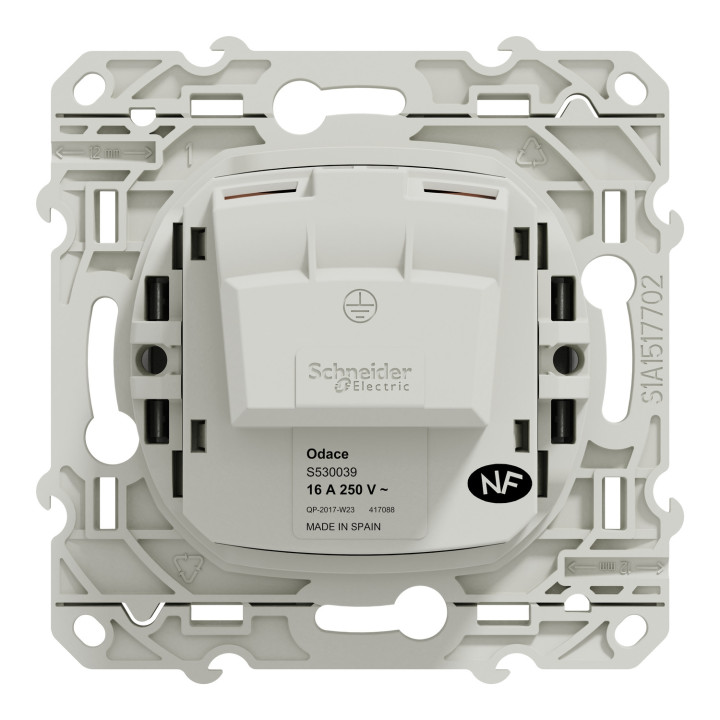 Schneider - Odace - Prise de courant - connexion à VIS - Aluminium - 2P+T 16A - 250V - Réf : S530039