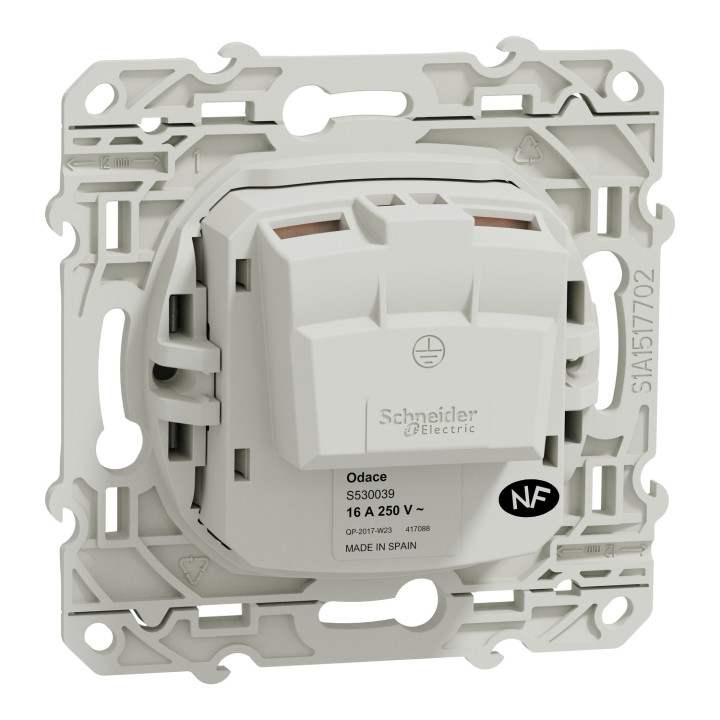 Schneider - Odace - Prise de courant - connexion à VIS - Aluminium - 2P+T 16A - 250V - Réf : S530039