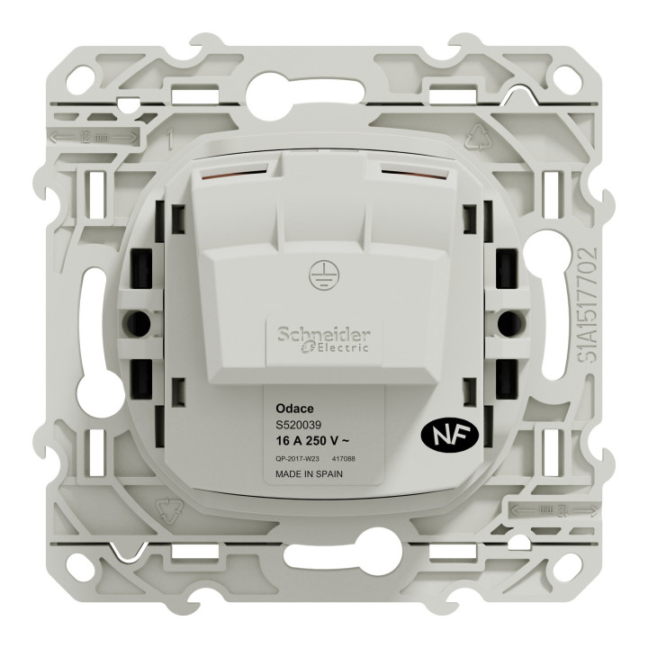 Schneider - Odace - Prise de courant - connexion à VIS - Anthracite - 2P+T 16A - 250V - Réf : S540039