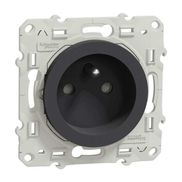 Schneider - Odace - Prise de courant - connexion à VIS - Anthracite - 2P+T 16A - 250V - Réf : S540039