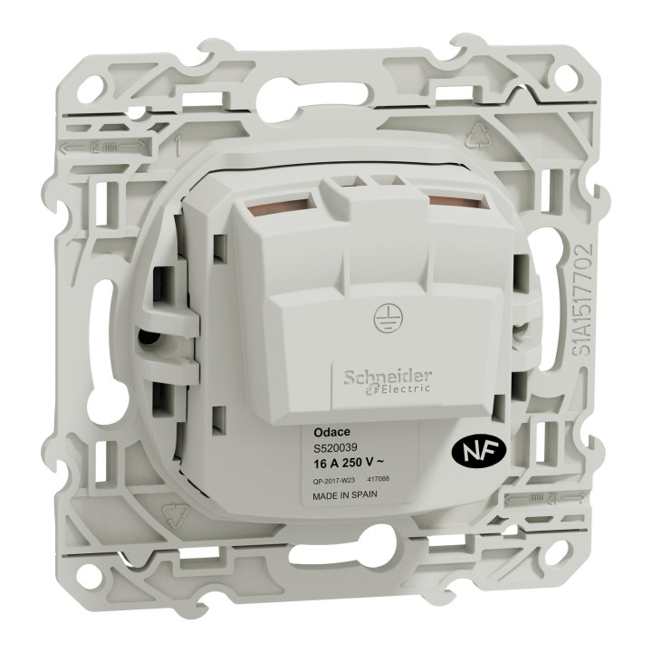 Schneider - Odace - Prise de courant - connexion à VIS - Anthracite - 2P+T 16A - 250V - Réf : S540039