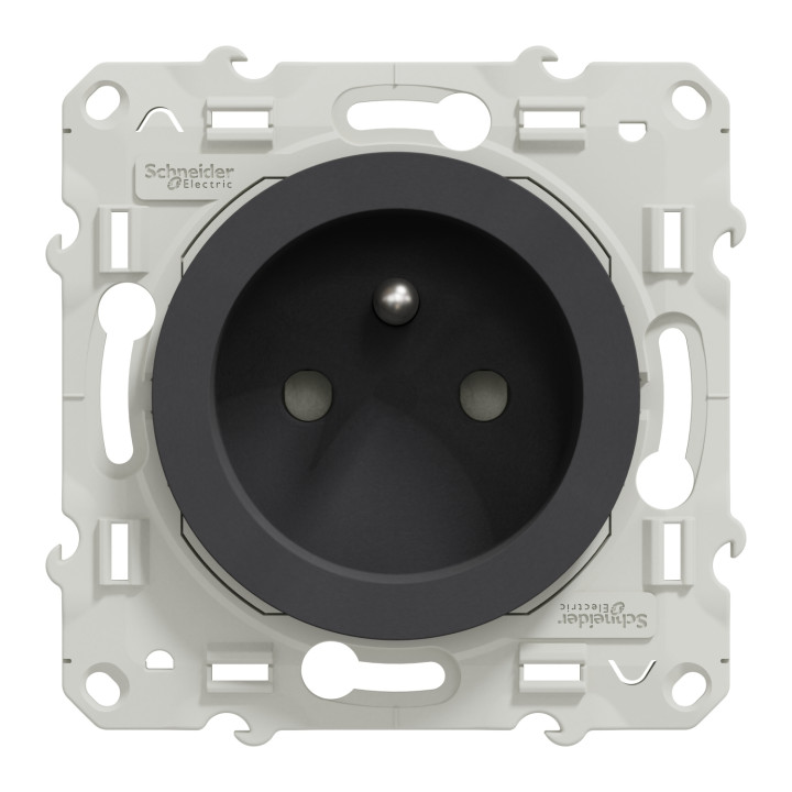 Schneider - Odace - Prise de courant - connexion à VIS - Anthracite - 2P+T 16A - 250V - Réf : S540039
